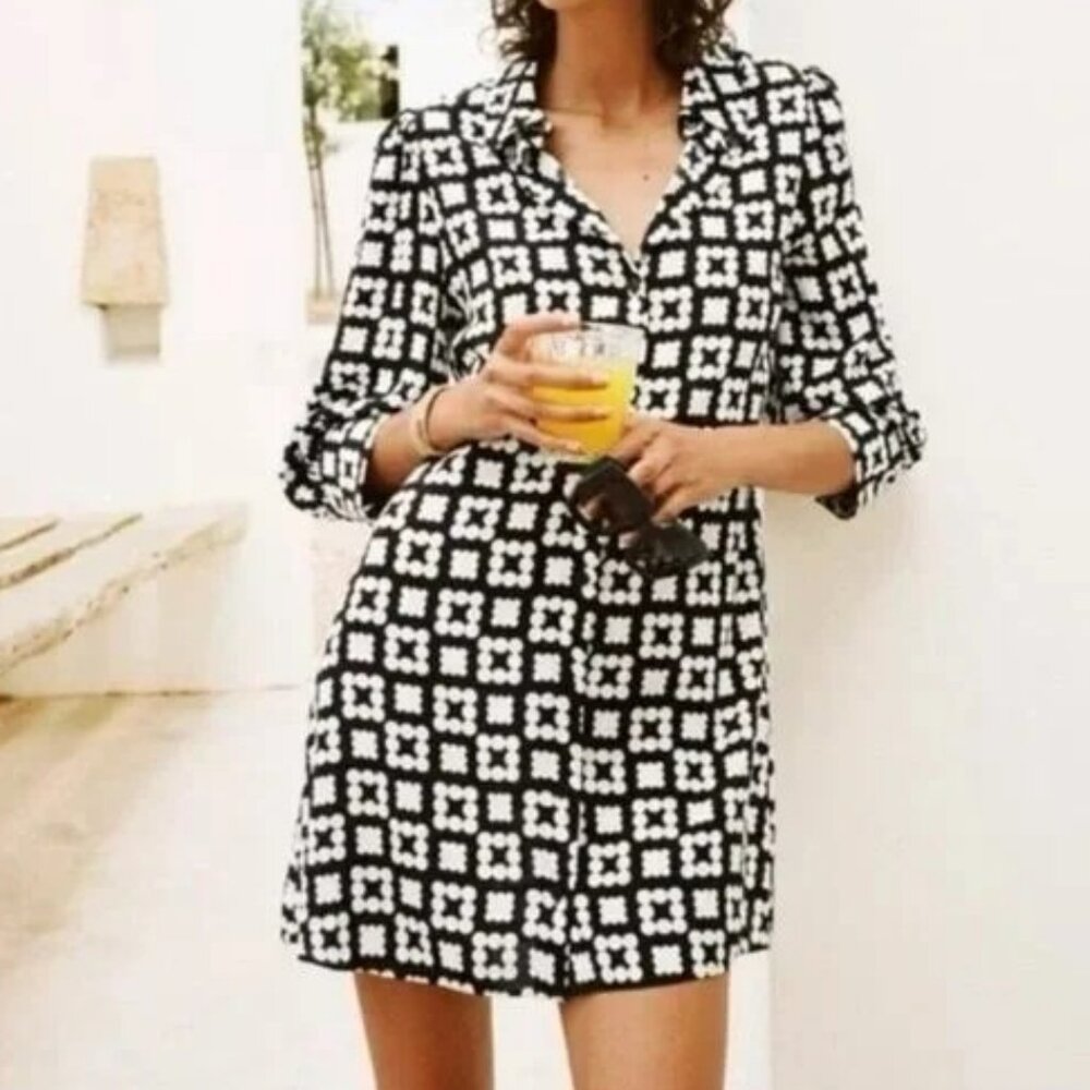 Rare NWOT Zara Black and White Printed Mini Dress
